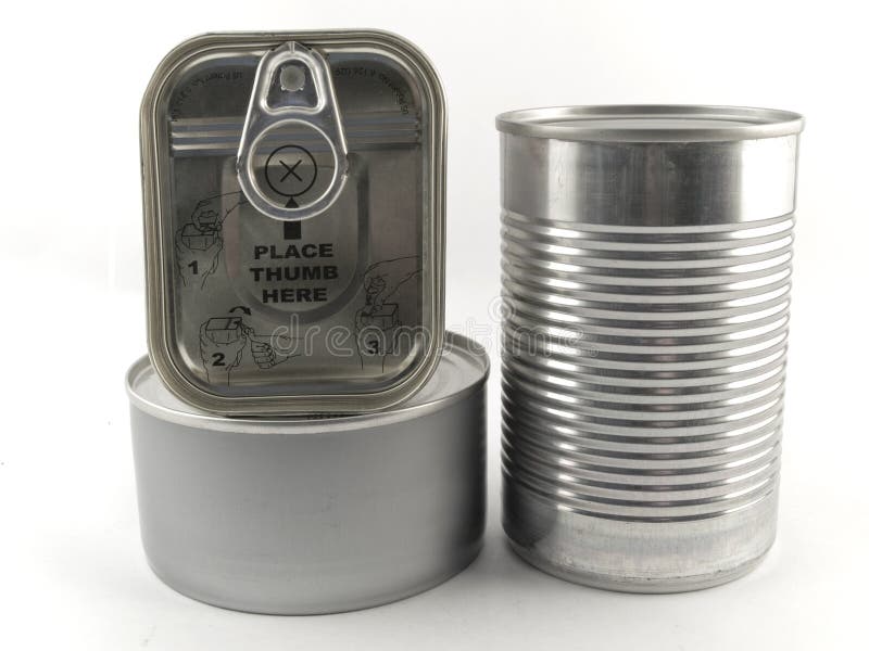 Three Different Types Of Tin Can For Food White Ba Stock Photos Image