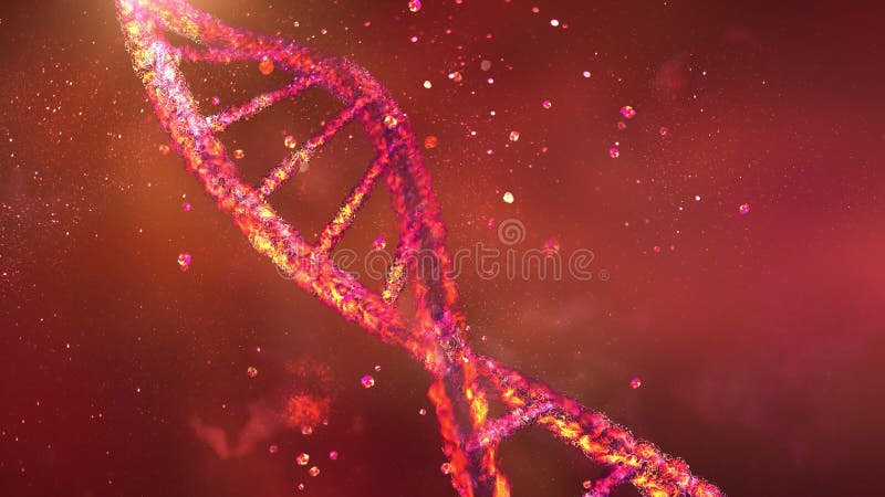 Three-dimensional DNA strand in virtual space, 3D render. royalty free illustration