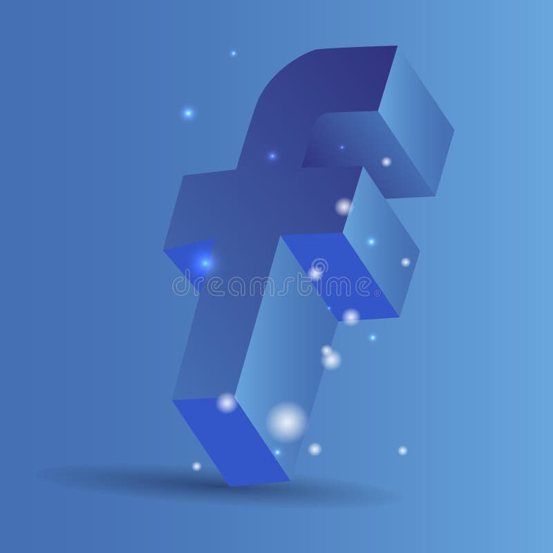 Threedimensional Facebook Logo, on a Blue Background, Vector Illustration Editorial Stock Photo