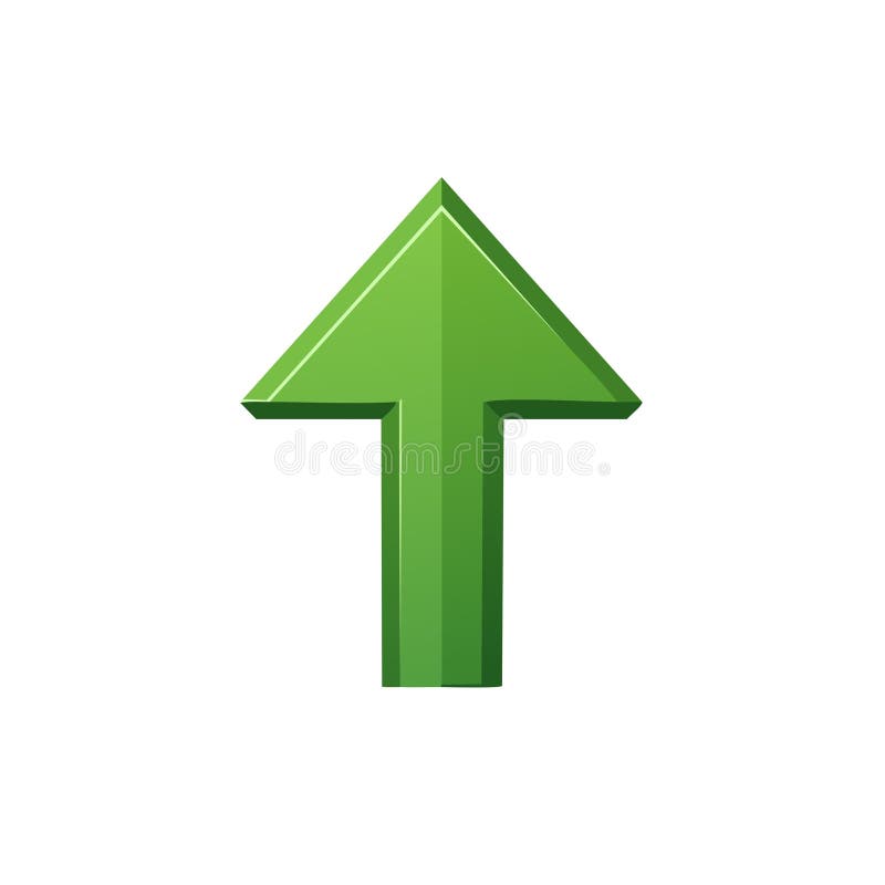 Three dimensional green arrow icon pointing upwards for growth success and direction concepts royalty free illustration
