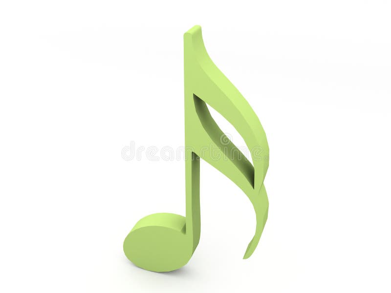 Three dimensional green musical note