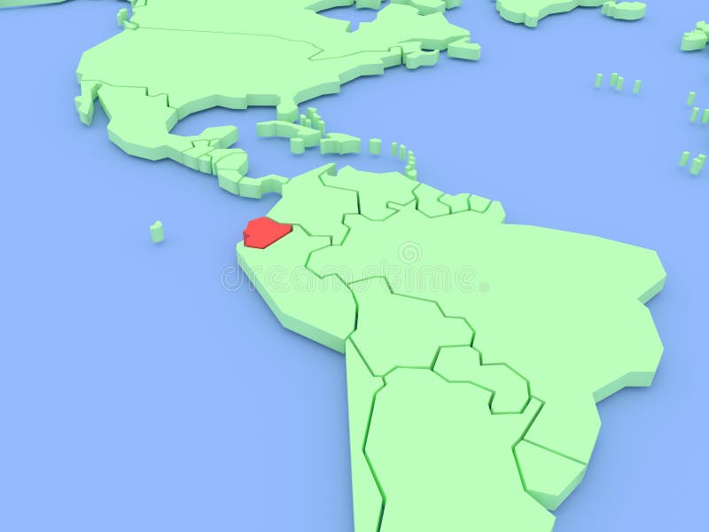 Three-dimensional map of Equador isolated. 3d