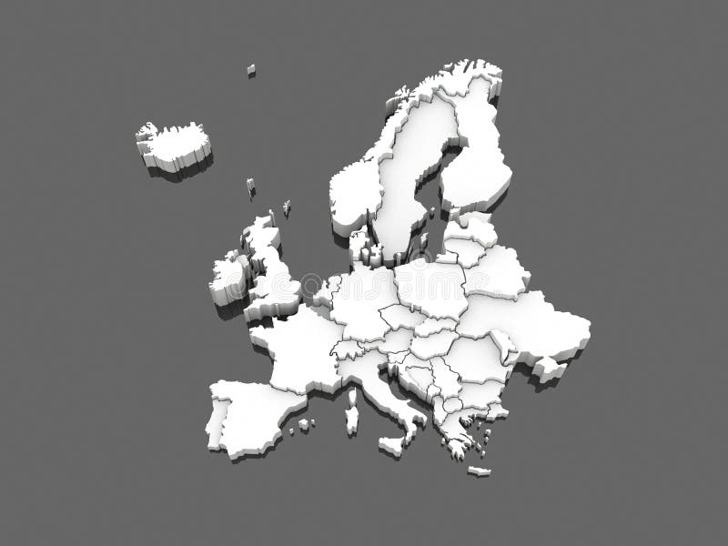 Three dimensional map of Europe royalty free illustration