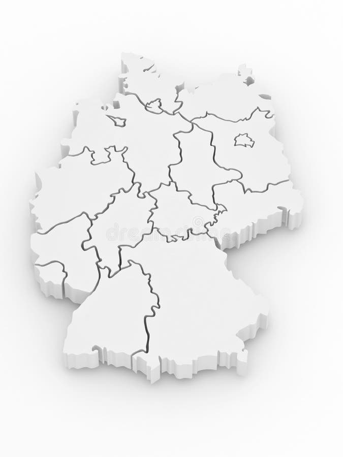 Three-dimensional map of Germany. 3d royalty free illustration