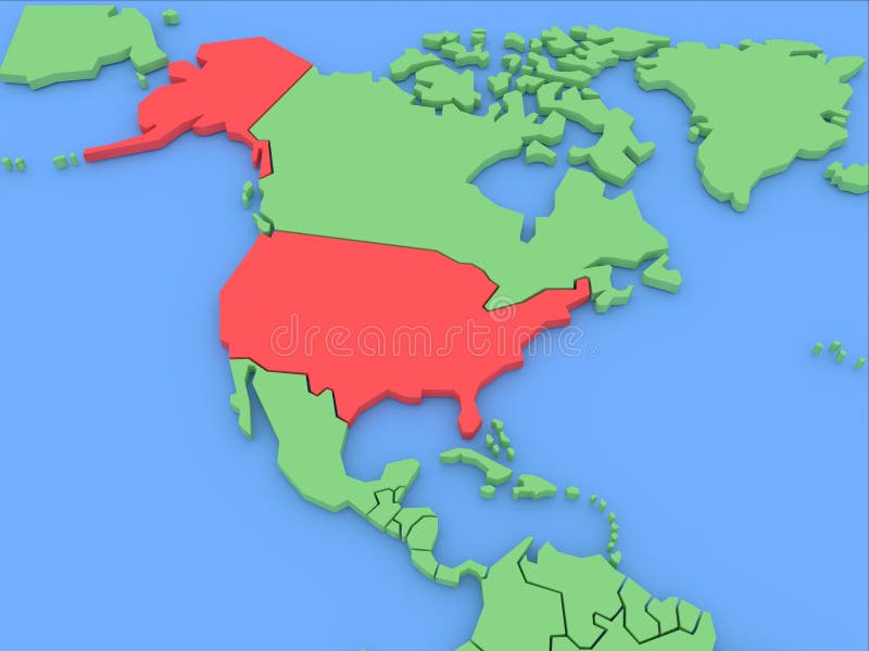 Three-dimensional map of USA isolated. 3d