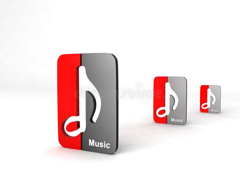 Three dimensional musical notes icon