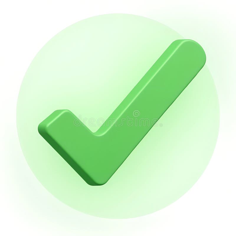 A three-dimensional rendering zGreen checkmark, a symbol commonly used to indicate approval, completeness, or correctness. High quality illustration AI generated
