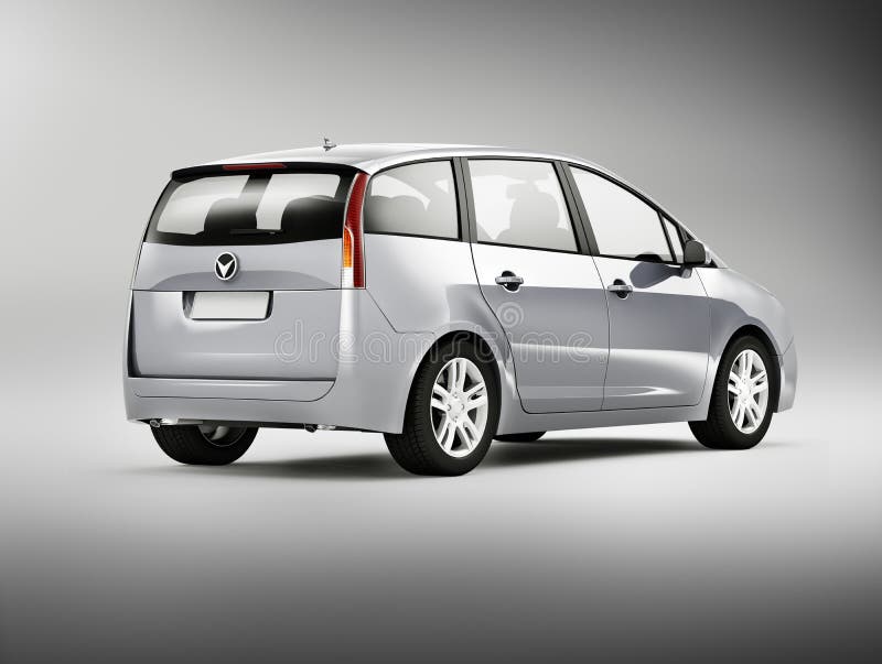 Three-Dimensional Shape White Silver Sedan Studio Shot royalty free stock photography