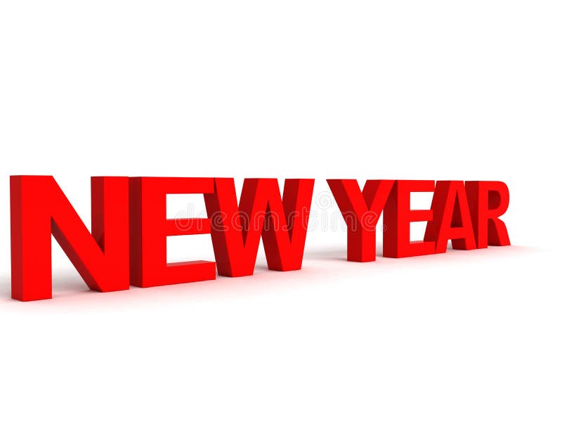 Three dimensional side view of new year word