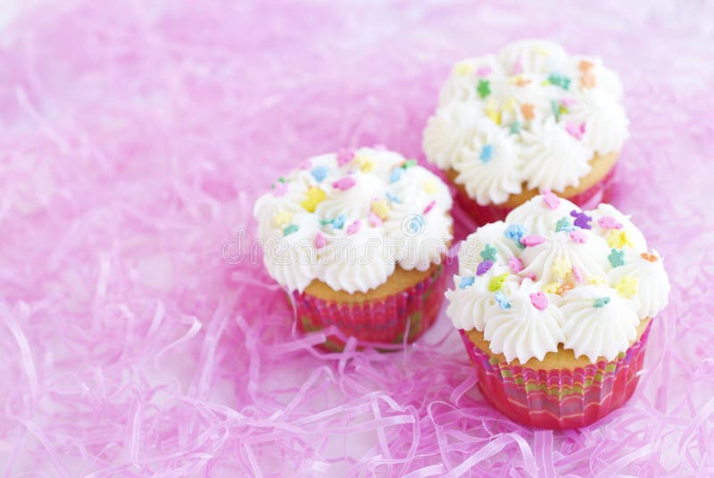 Easter Cupcakes with Sprinkles and Pastel Colors Stock Photo Image of