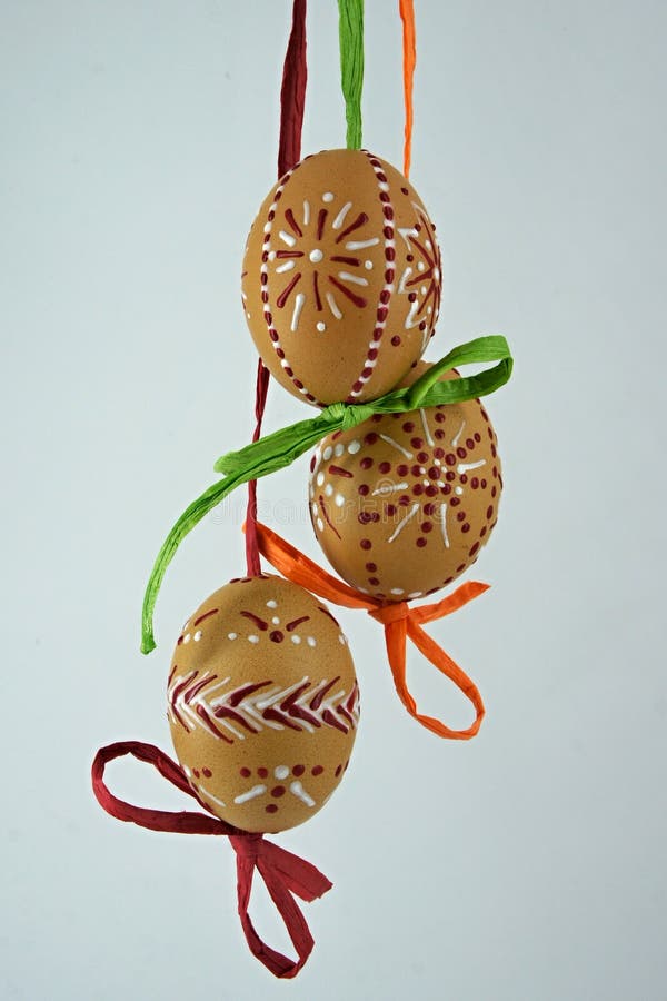 Three Easter Eggs Painted with Wax Stock Image Image of czech