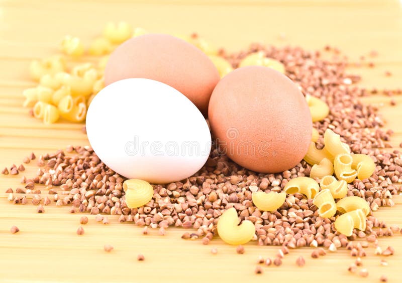 Three Eggs, Buckwheat, Pasta and Spaghetti Stock Photo Image of italian, ellipse 28667810