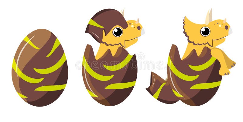 Three eggs with a climbing dinosaur stock illustration