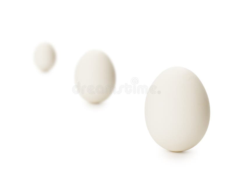 Three eggs isolated on white