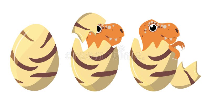 Three eggs with a climbing dinosaur vector illustration