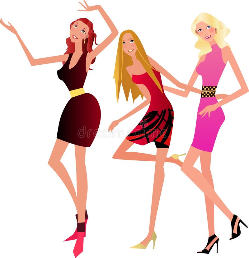 Three girls stock vector. Illustration of lady, friends - 12083155