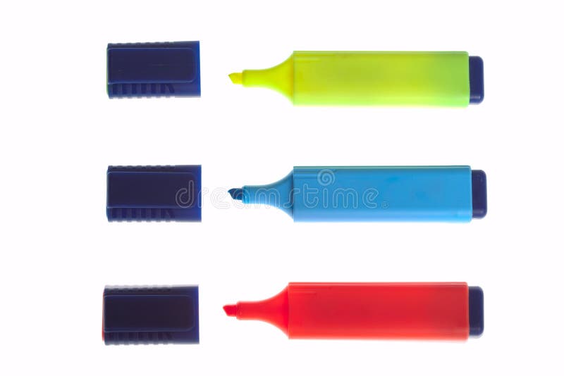 Three felt tip pens isolated on white background