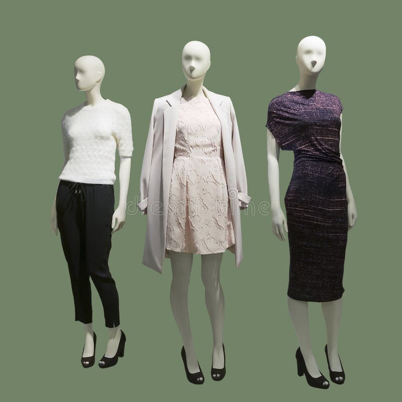 Three female mannequins stock image. Image of fashionable - 98872601