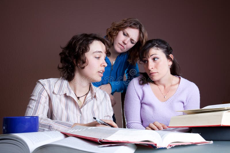 Three female students stock image