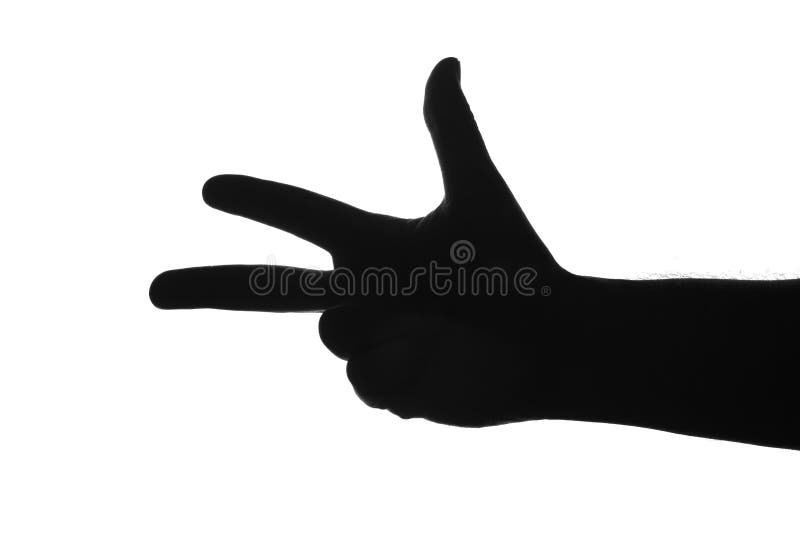 Three fingers silhouette isolated on white