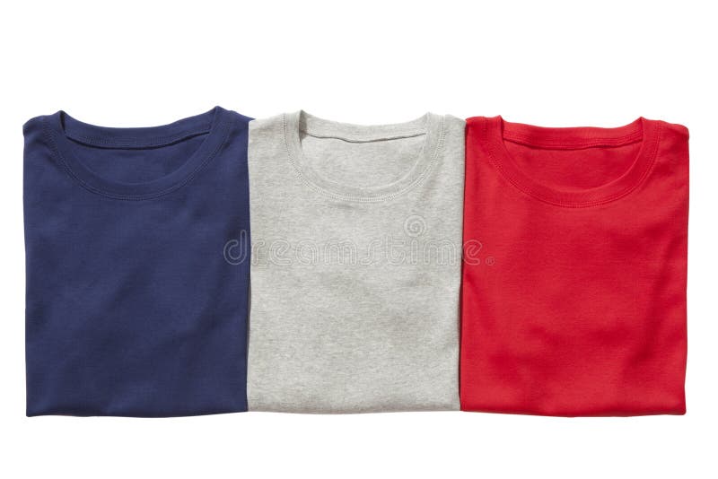 Three Folded T-shirts Isolated Stock Photo - Image of wear, cotton ...
