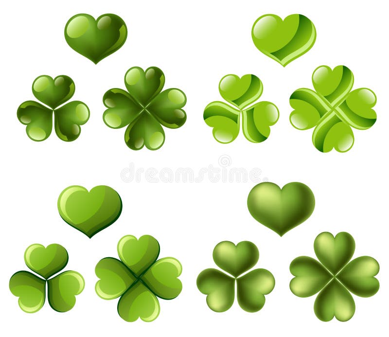 stock images three four leaf clover set different styles image