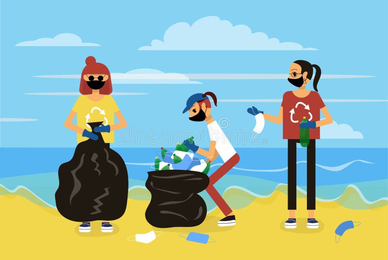 Cleaning Up Beach Cartoon Stock Illustrations – 150 Cleaning Up Beach ...