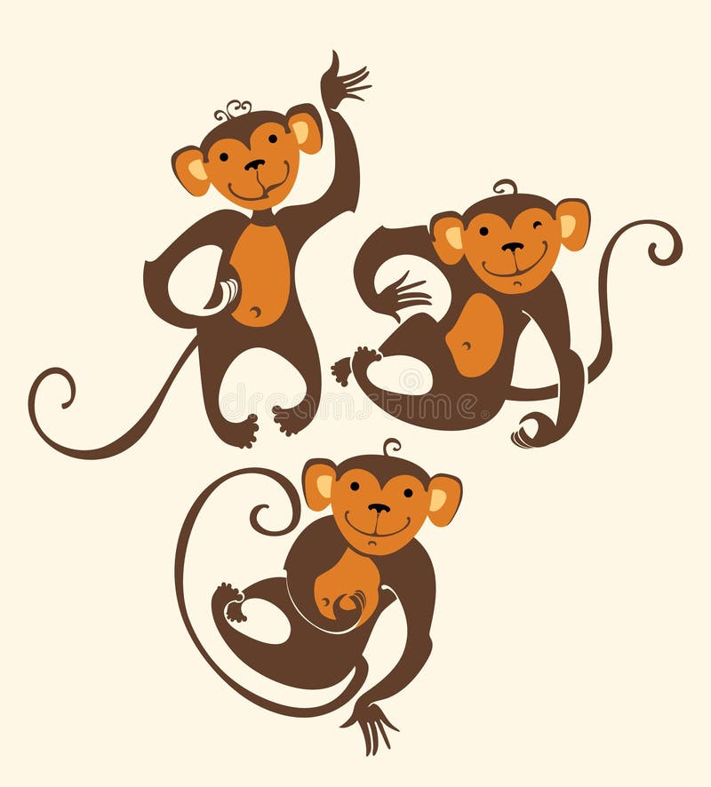 Three funny monkeys. stock illustration. Illustration of silhouette - 61141566 Three funny monkeys. stock illustration. Illustration of silhouette - 61141566