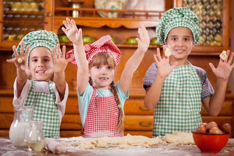 Three Funny Young Child Play Dough Kitchen Stock Photos Free