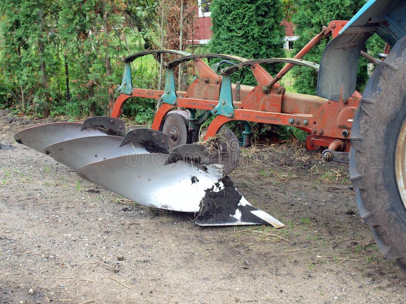 Three furrow plow stock image. Image of coulters, tractor 34501537