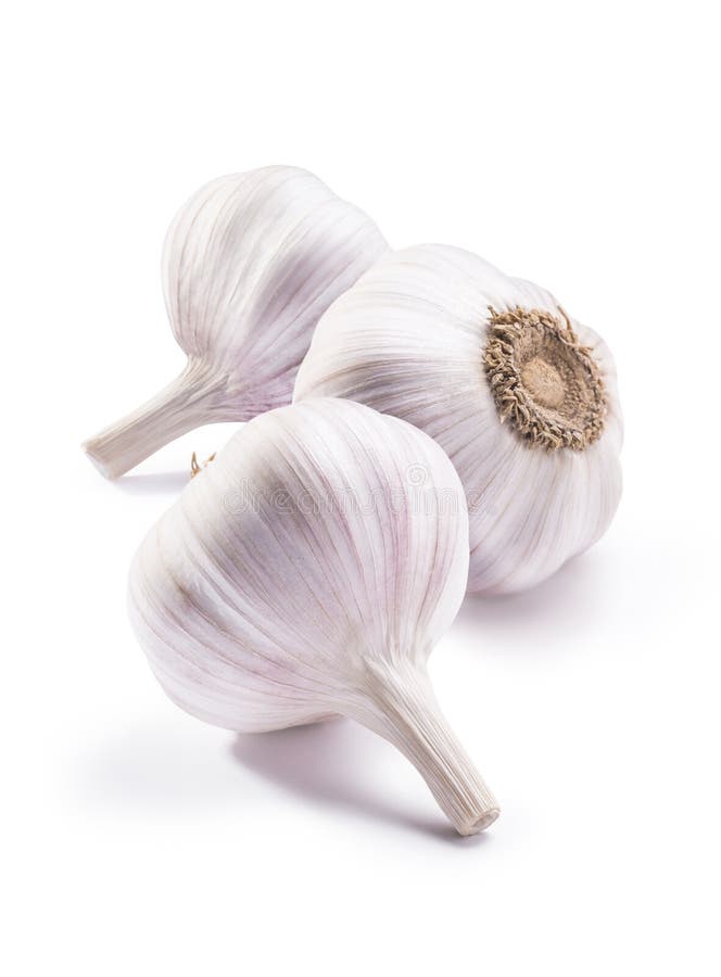 Three Garlic Heads Isolated on White Background Stock Photo Image of real, promo 40723764