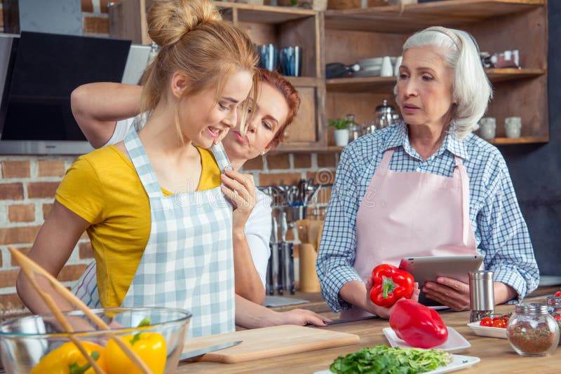 Three-generation Family Cooking Together Stock Image - Image of ...