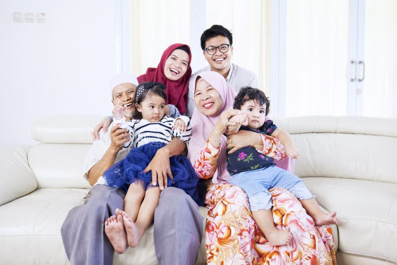 Three generations of family spending leisure time