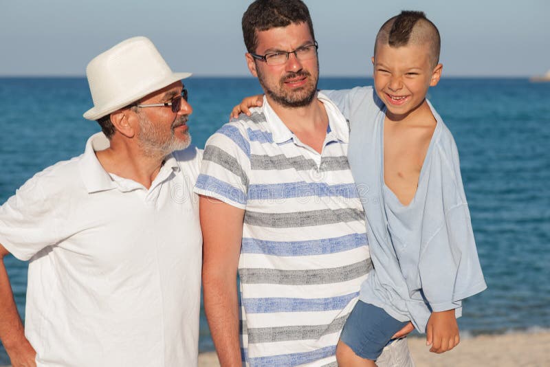 Generations Father Son Grandfather Sea royalty free stock photo Generations Father Son Grandfather Sea royalty free stock photo