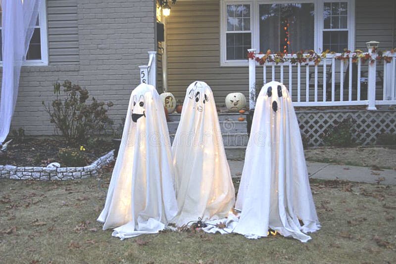 Ghosts Decoration for Halloween Stock Image - Image of yard ...