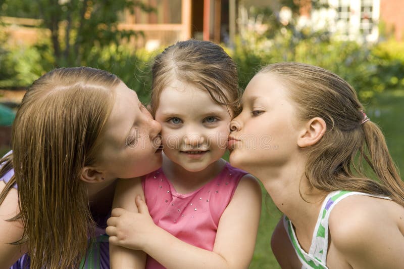 Three Girls Kissing Stock Image Image Of Garden Girls 15324225 Free