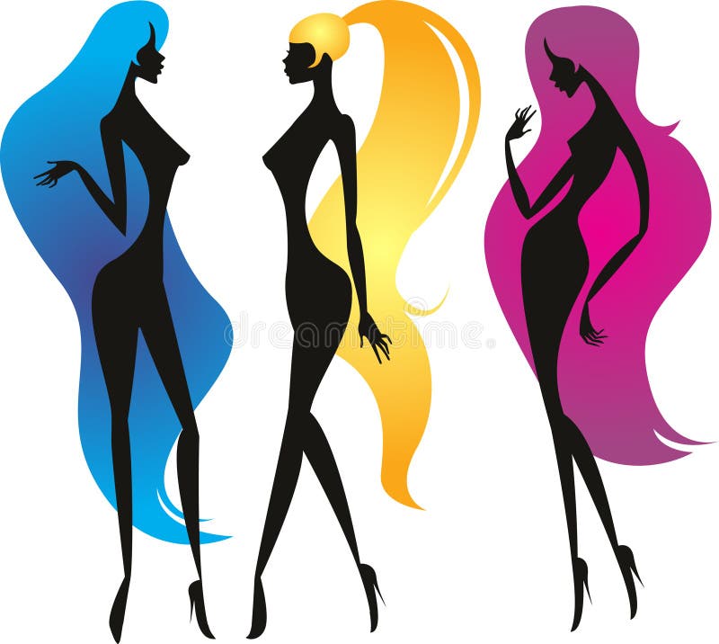 Silhouettes Girls in Beauty Salon Stock Vector - Illustration of ...