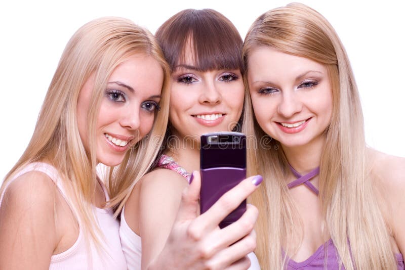 Three girls with phone