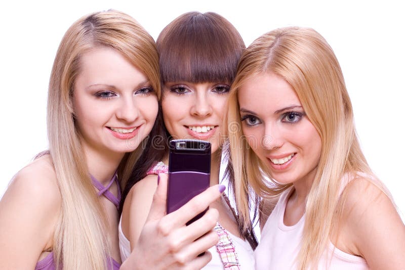 Three girls with phone