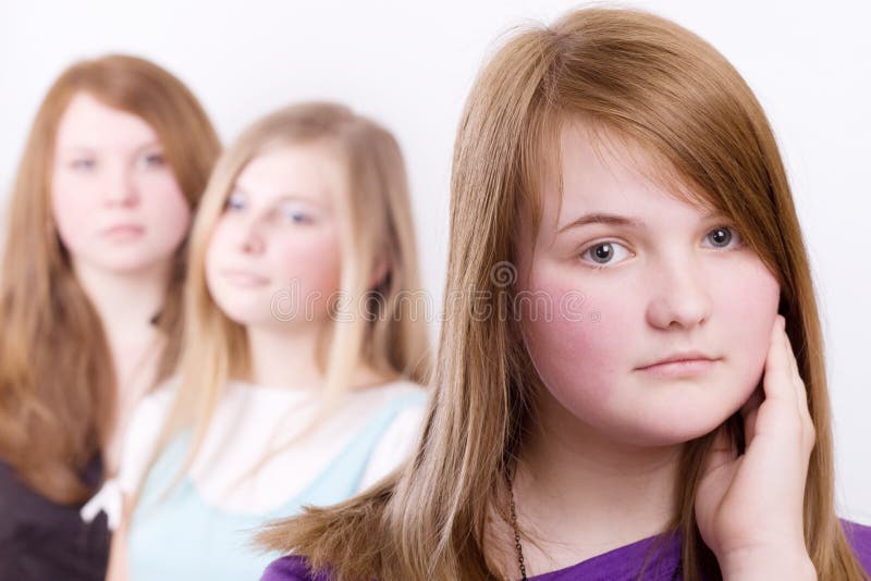 Three girls teenagers in crisis