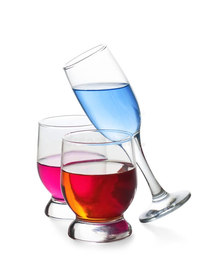 Three glasses with drinks stock image. Image of glass - 12579603