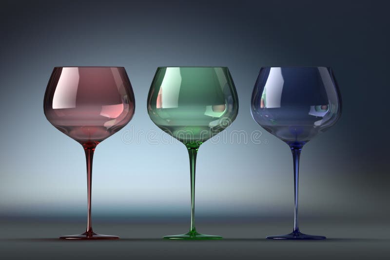 The 3d rendering three goblets