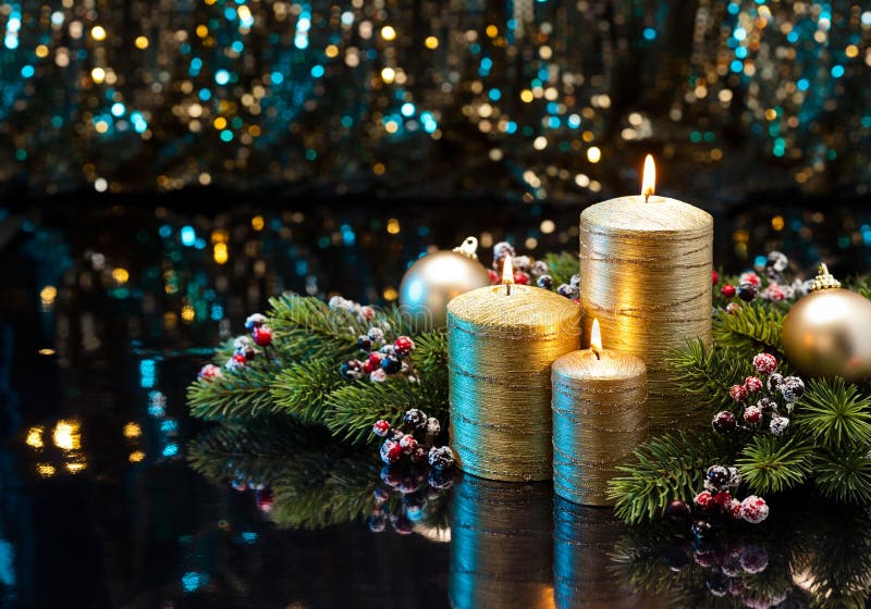 Three golden Candles stock image. Image of illuminated 41740557