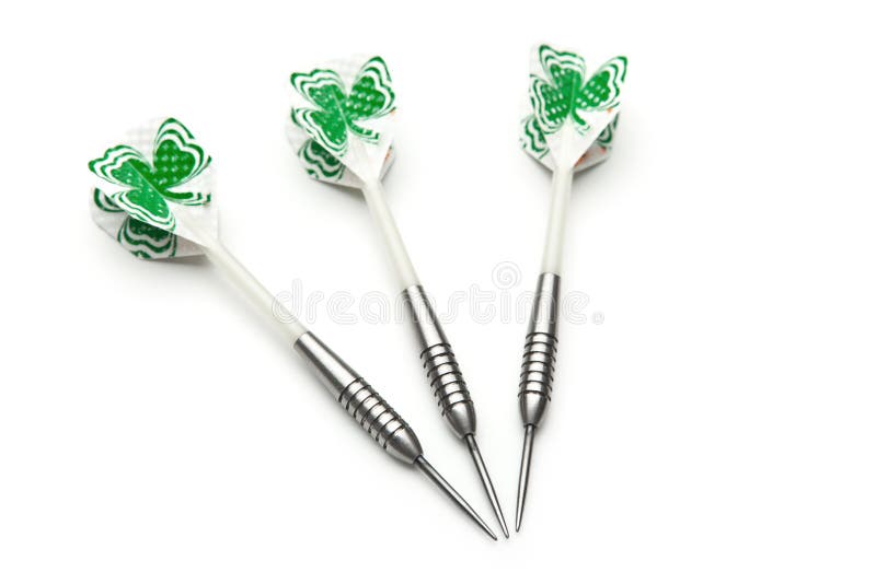 Three Darts Hitting Perfect 180 Score on Dart Board Stock Photo Image