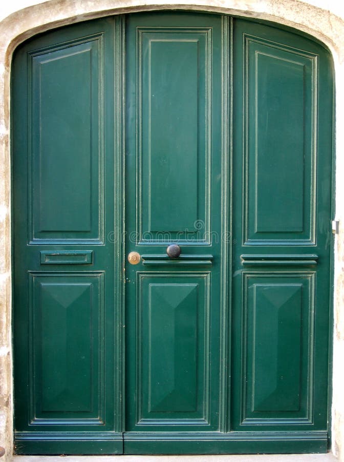 Three green door