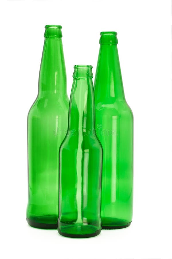 Three green glass bottles royalty free stock photos