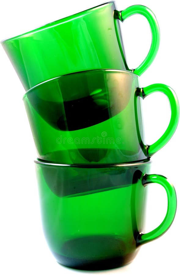 Three Green Glass Punch Cups Isolated Stock Photo Image of party