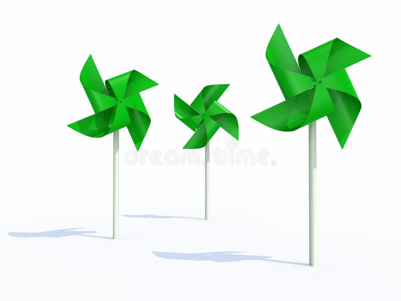 Three green pinwheel