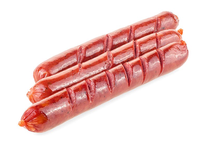 Three Grilled Pork Sausages Isolated on White Background. Bratwurst Sausages Stock Image Image