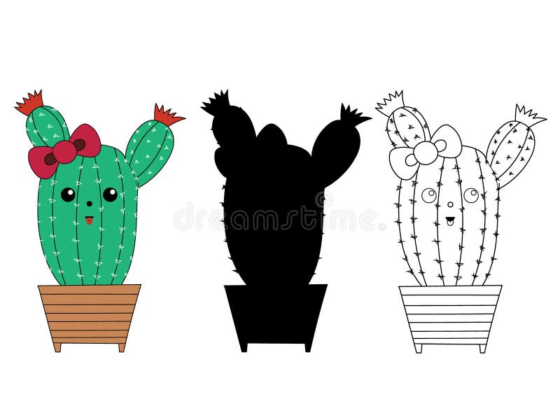 Vector Stock Cartoon Flat Cute Cactus Stock Vector - Illustration of cartoon,  botany: 140327579